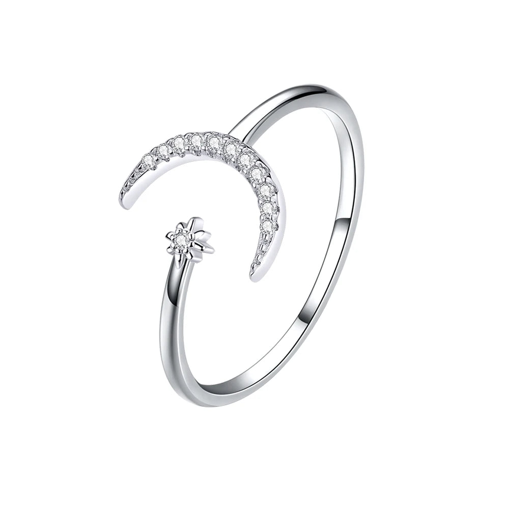 BAMOER 925 Silver Minimalist Ring - Simple Adjustable Band