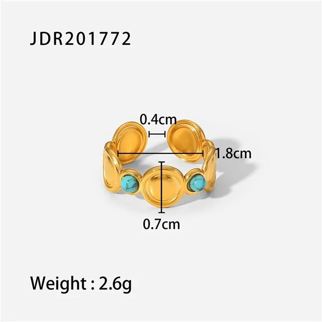 Youthway Natural Stone Ring - Waterproof Golden Steel