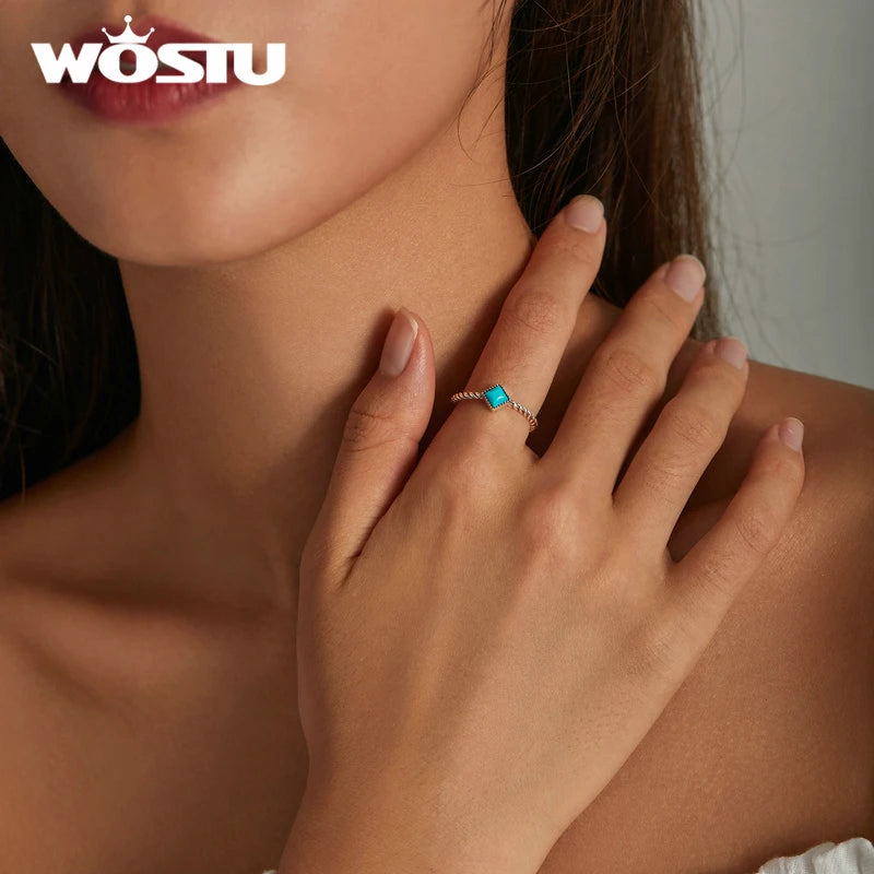 WOSTU 925 Silver Open Ring - Adjustable Wedding Band