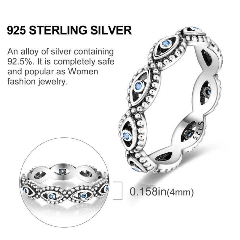 925 Sterling Silver Star & Moon Ring - Blue Zircon