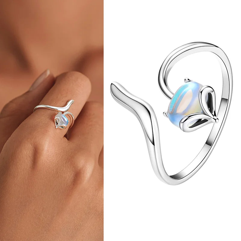 WOSTU 925 Silver Open Ring - Adjustable Wedding Band