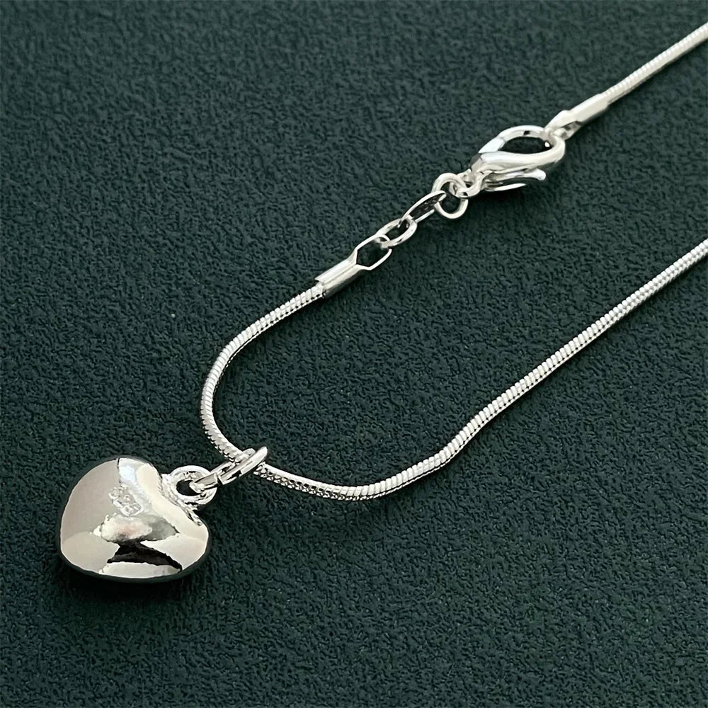 925 Silver Heart Pendant Necklace - Simple Luxury Banquet