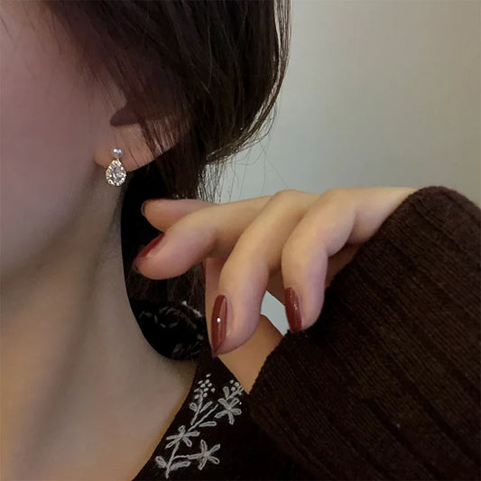 S925 Silver 14K Gold Pearl Earrings - Water Drop Morning Dew