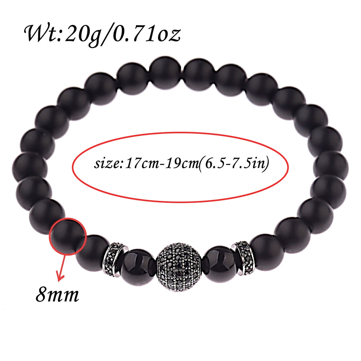 Luxury Natural Stone Yoga Bracelet - Micro Pave CZ Ball Matte