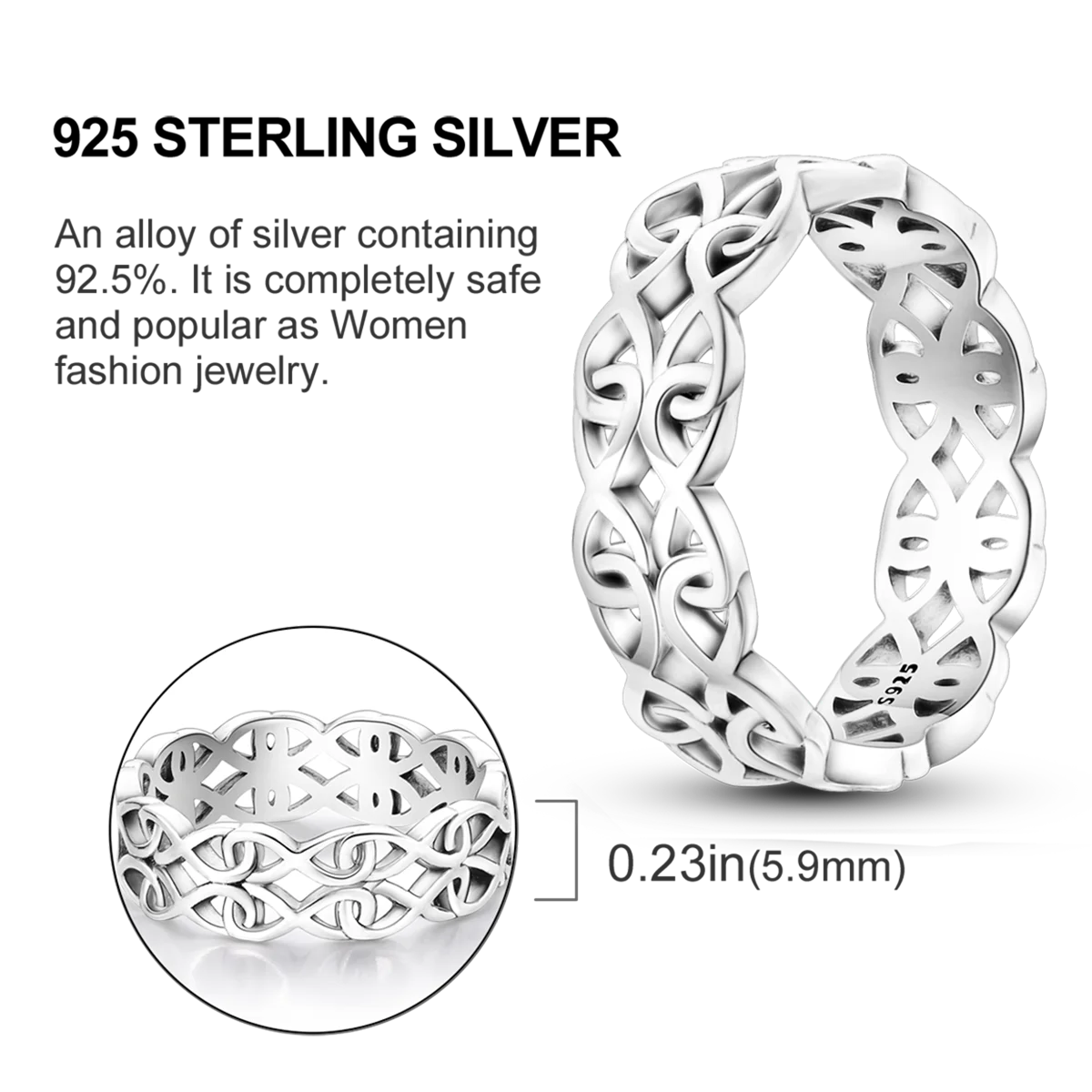 925 Sterling Silver Star & Moon Ring - Blue Zircon