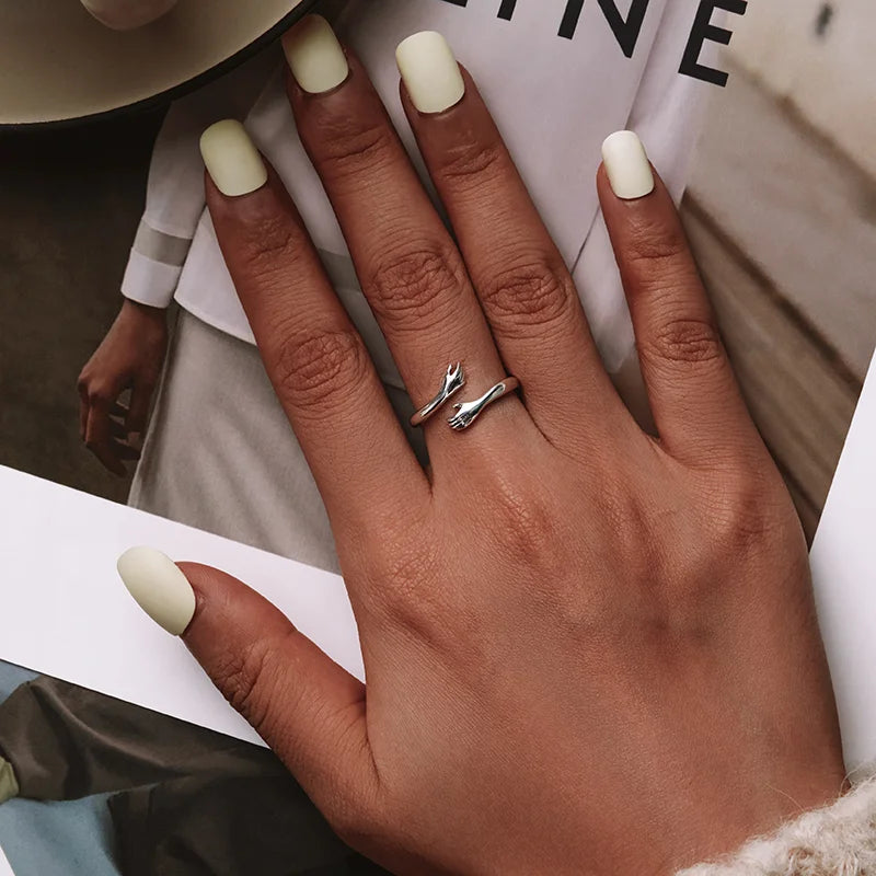 WOSTU 925 Silver Open Ring - Adjustable Wedding Band