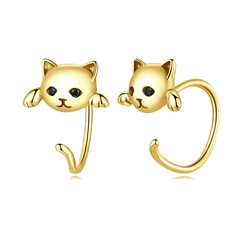 BAMOER 925 Silver Cat Tail Stud Earrings - 4 Colors