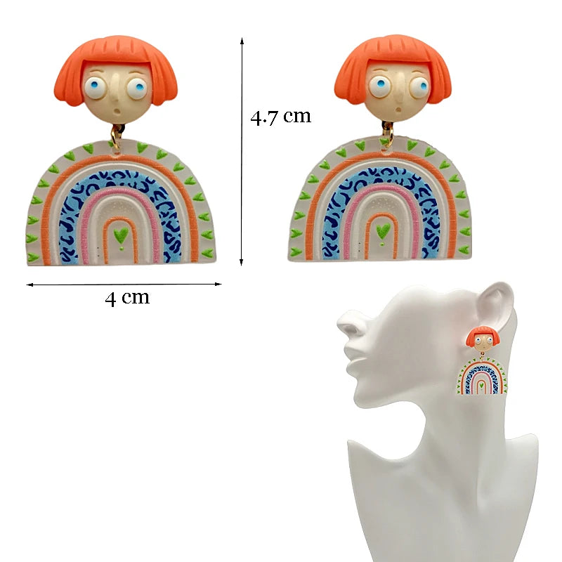 Colorful Y2K Dangle Earrings - Resin Fashion Accessories