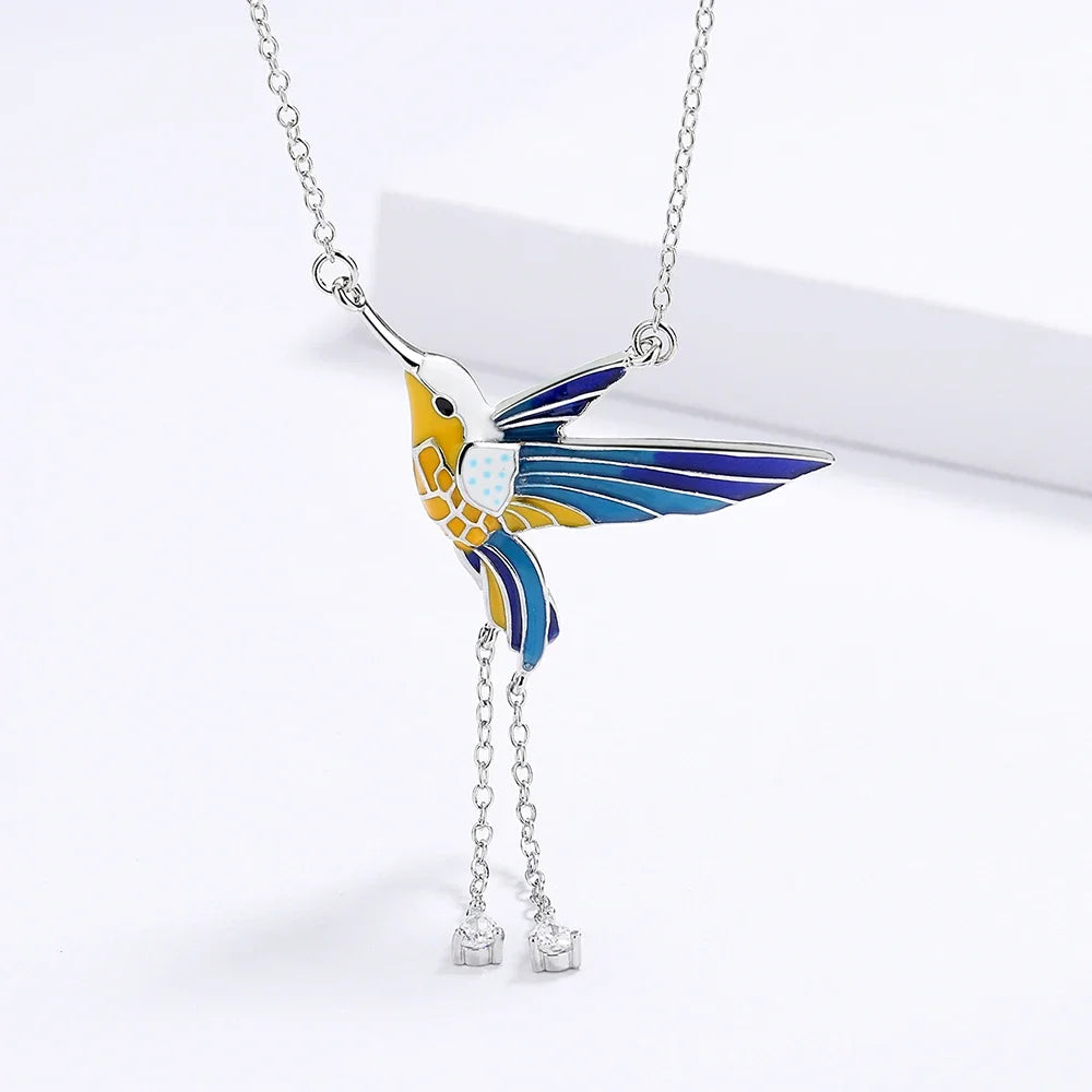 2024 Fashion Bird Pendant Necklace - Color Epoxy Tassel Enamel