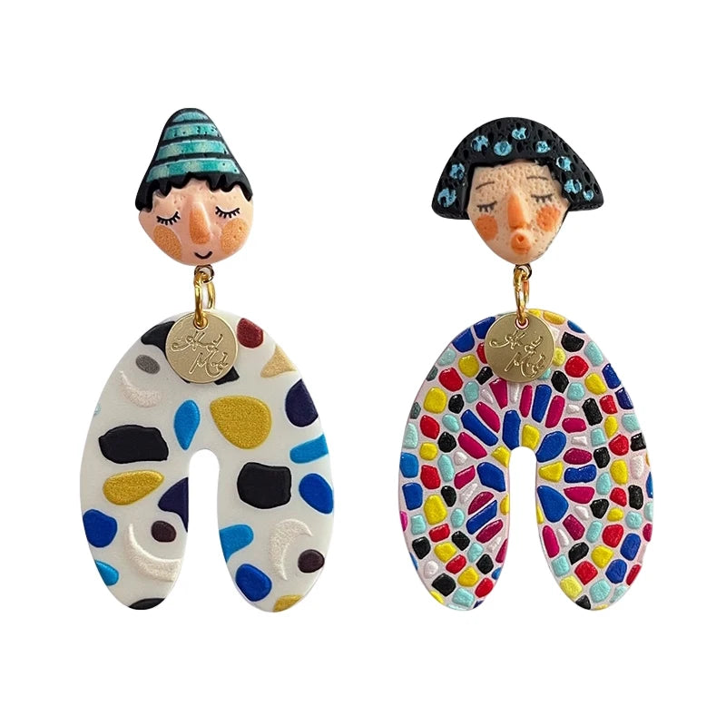 Colorful Y2K Dangle Earrings - Resin Fashion Accessories