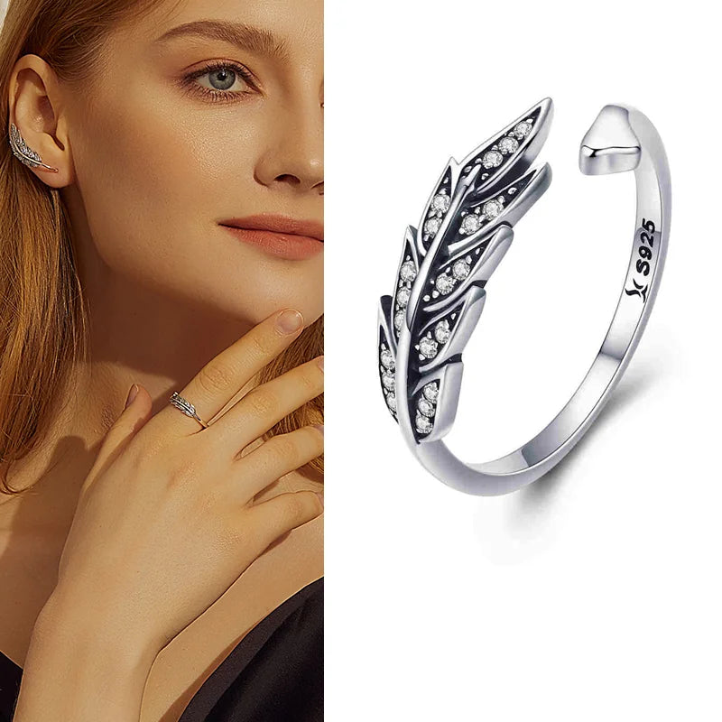 WOSTU 925 Silver Open Ring - Adjustable Wedding Band