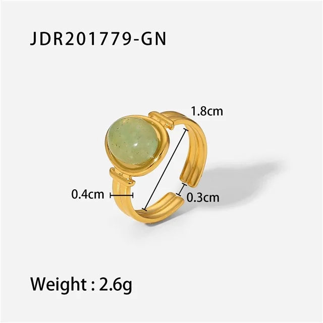 Youthway Natural Stone Ring - Waterproof Golden Steel
