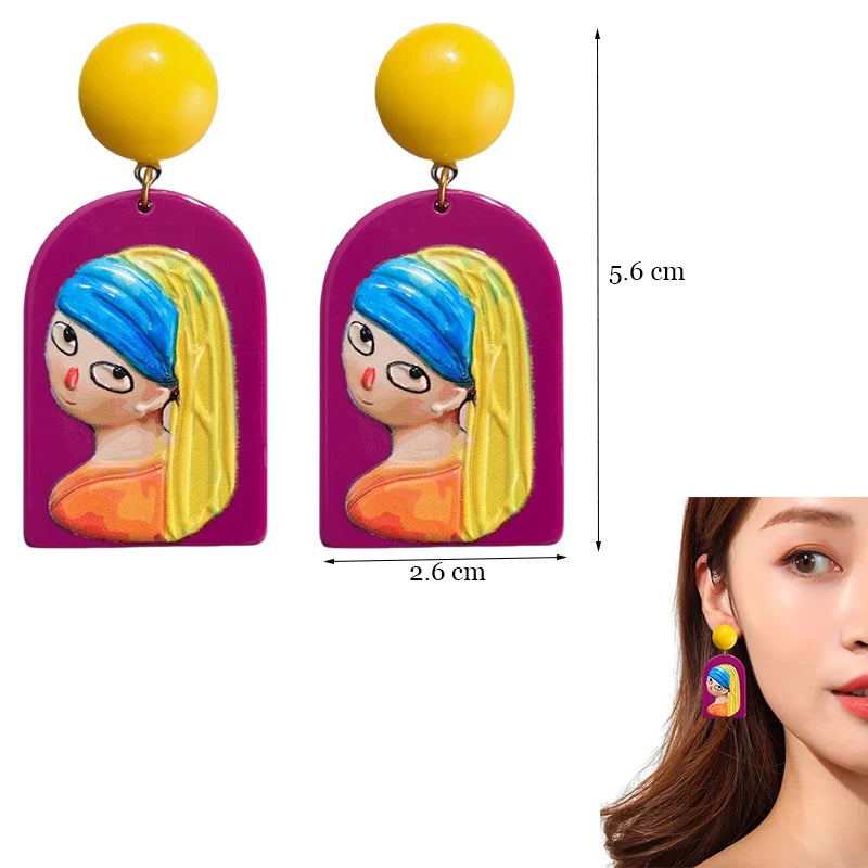 Colorful Y2K Dangle Earrings - Resin Fashion Accessories