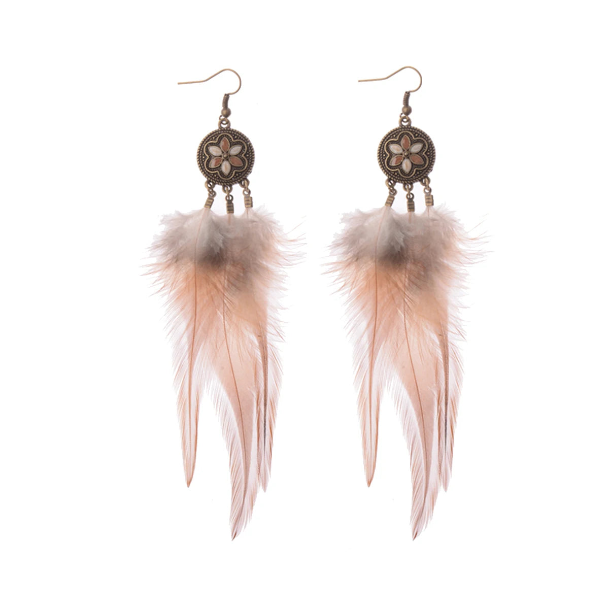 Dream Catcher Feather Earrings - Handmade Boho Tassel