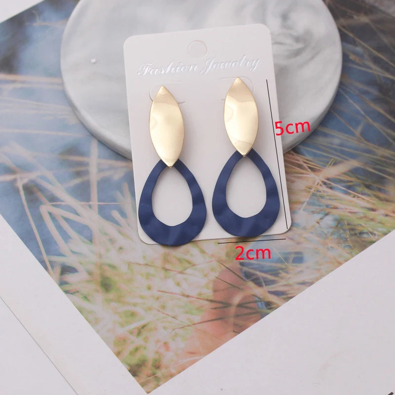 Blue Geometric Earrings - 2024 Bohemian Flower Butterfly