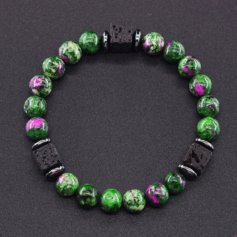 Retro Black Volcanic Bracelet - Frosted Onyx Lava Beads