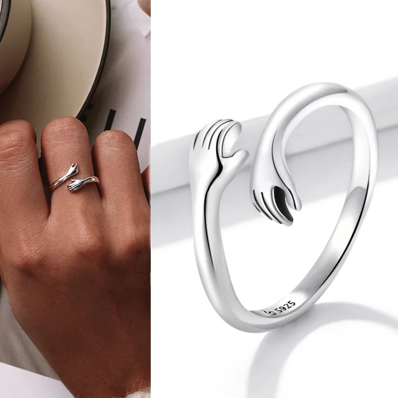 WOSTU 925 Silver Open Ring - Adjustable Wedding Band