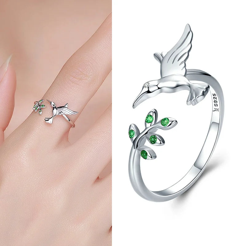 WOSTU 925 Silver Open Ring - Adjustable Wedding Band