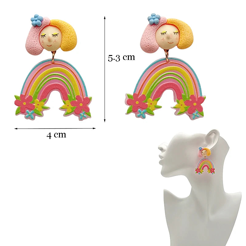 Colorful Y2K Dangle Earrings - Resin Fashion Accessories