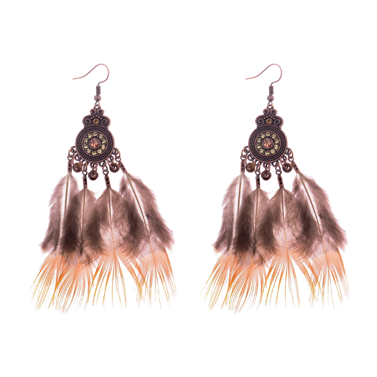 Dream Catcher Feather Earrings - Handmade Boho Tassel