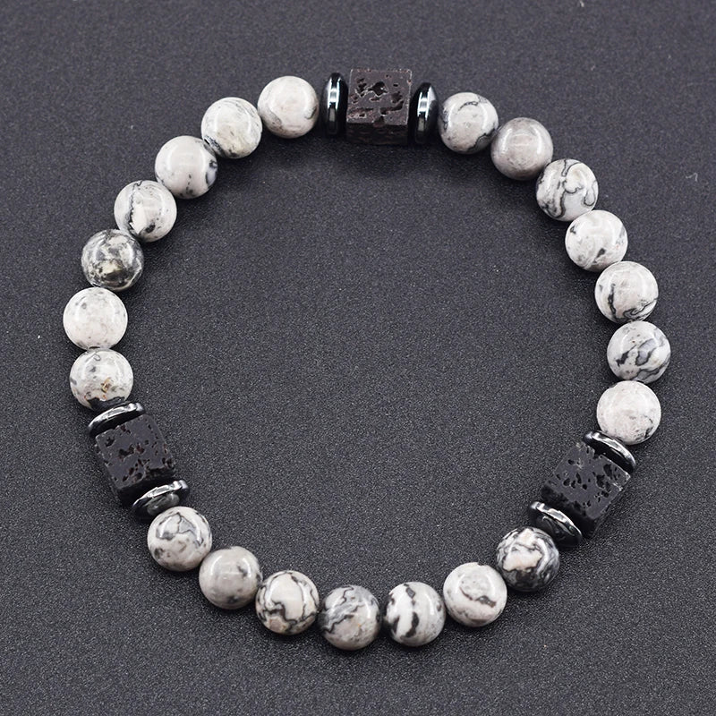 Retro Black Volcanic Bracelet - Frosted Onyx Lava Beads