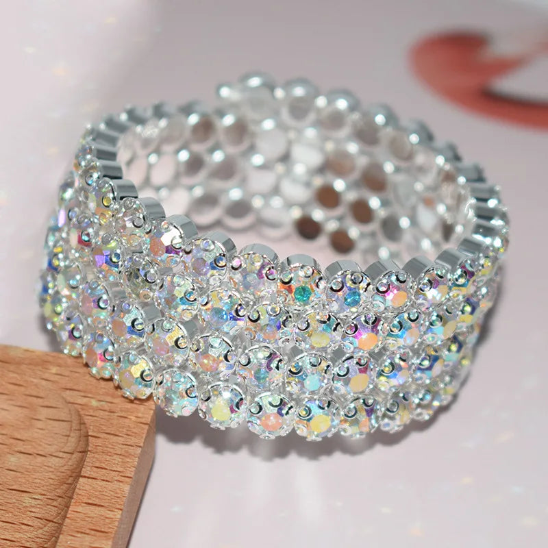Luxury Multi-Layer Crystal Bangles - Shiny Wedding Bridal