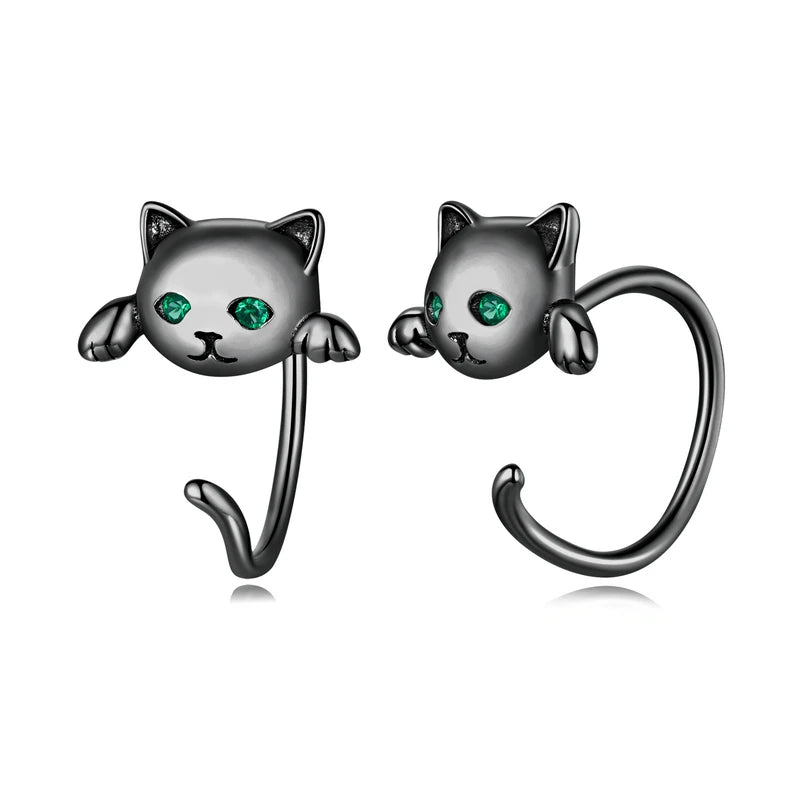 BAMOER 925 Silver Cat Tail Stud Earrings - 4 Colors