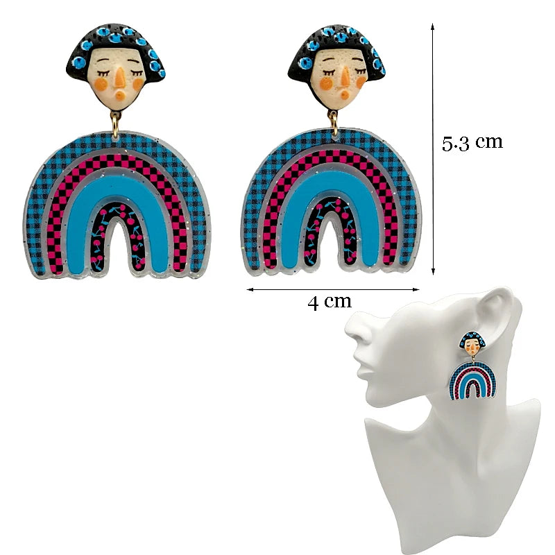 Colorful Y2K Dangle Earrings - Resin Fashion Accessories