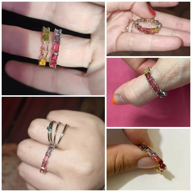 Huitan Colorful CZ Ring - 5 Color Options Gold Plated