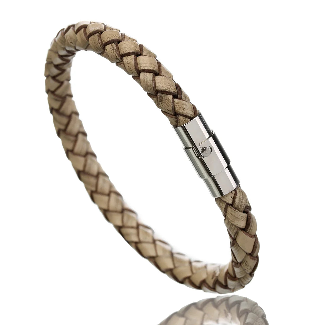 Woven Leather Rope Bracelet - Vintage Magnetic Buckle Men's